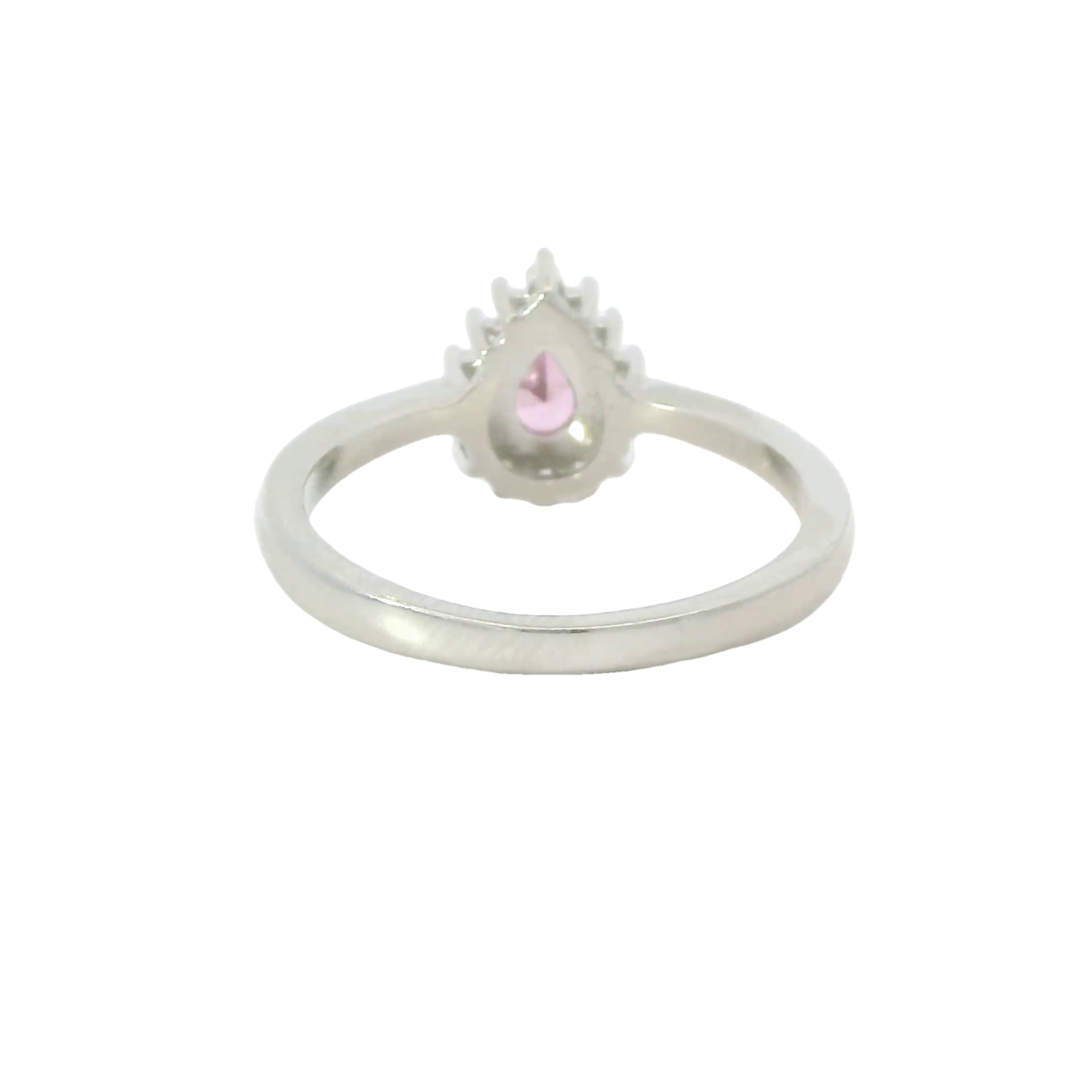 PINK SAPPHIRE CUBIC ZIRCONIA STERLING SILVER RING (Tear Drop)