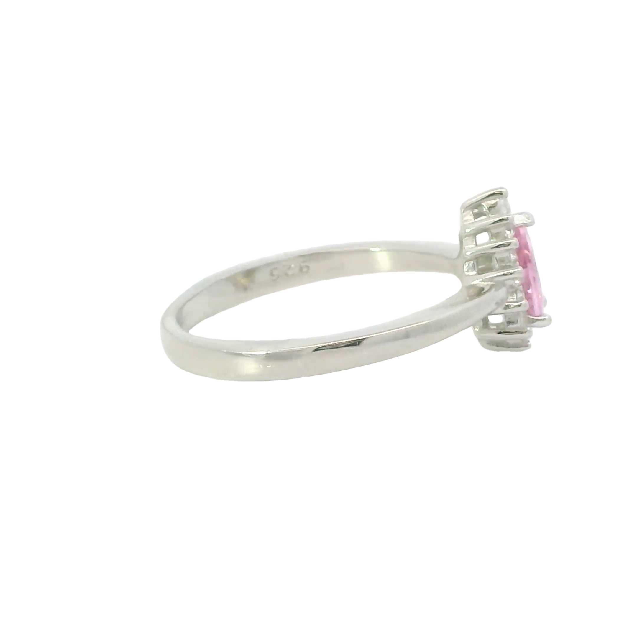 PINK SAPPHIRE CUBIC ZIRCONIA STERLING SILVER RING (Tear Drop)