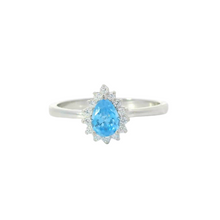 Load image into Gallery viewer, AQUAMARINE CUBIC ZIRCONIA STERLING SILVER RING (TEARDROP)