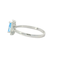 Load image into Gallery viewer, AQUAMARINE CUBIC ZIRCONIA STERLING SILVER RING (TEARDROP)