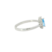 Load image into Gallery viewer, AQUAMARINE CUBIC ZIRCONIA STERLING SILVER RING (TEARDROP)