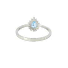 Load image into Gallery viewer, AQUAMARINE CUBIC ZIRCONIA STERLING SILVER RING (TEARDROP)