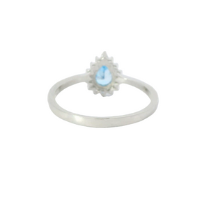 AQUAMARINE CUBIC ZIRCONIA STERLING SILVER RING (TEARDROP)