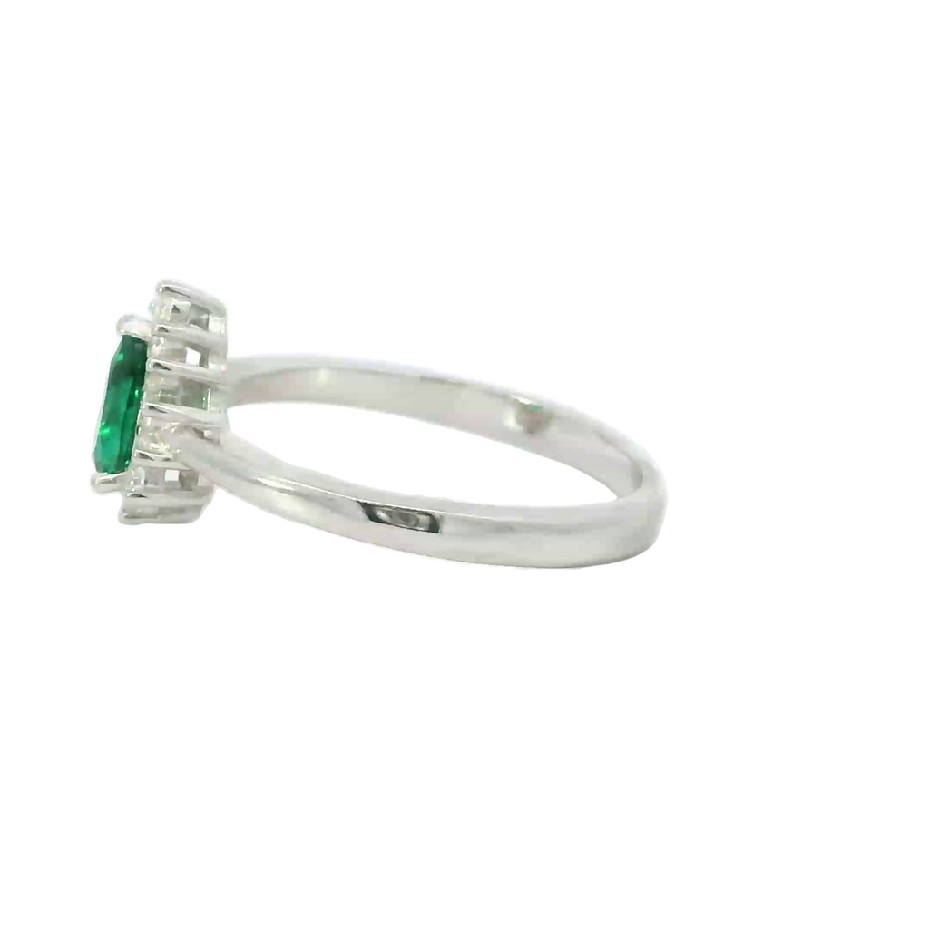 EMERALD GREEN CUBIC ZIRCONIA STERLING SILVER RING (Tear Drop)