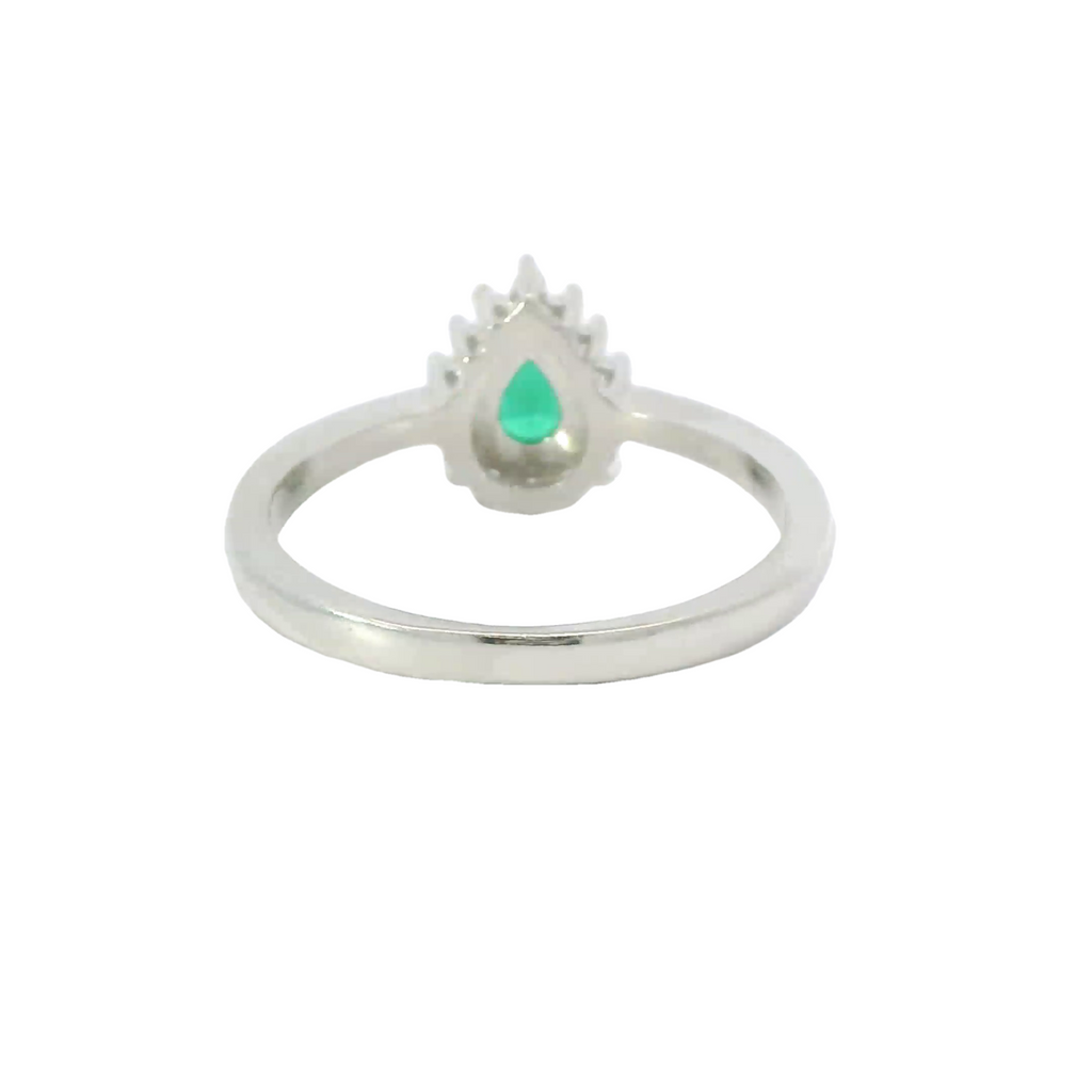 EMERALD GREEN CUBIC ZIRCONIA STERLING SILVER RING (Tear Drop)