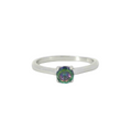 Sterling silver ring with mystic topaz cubic zirconia