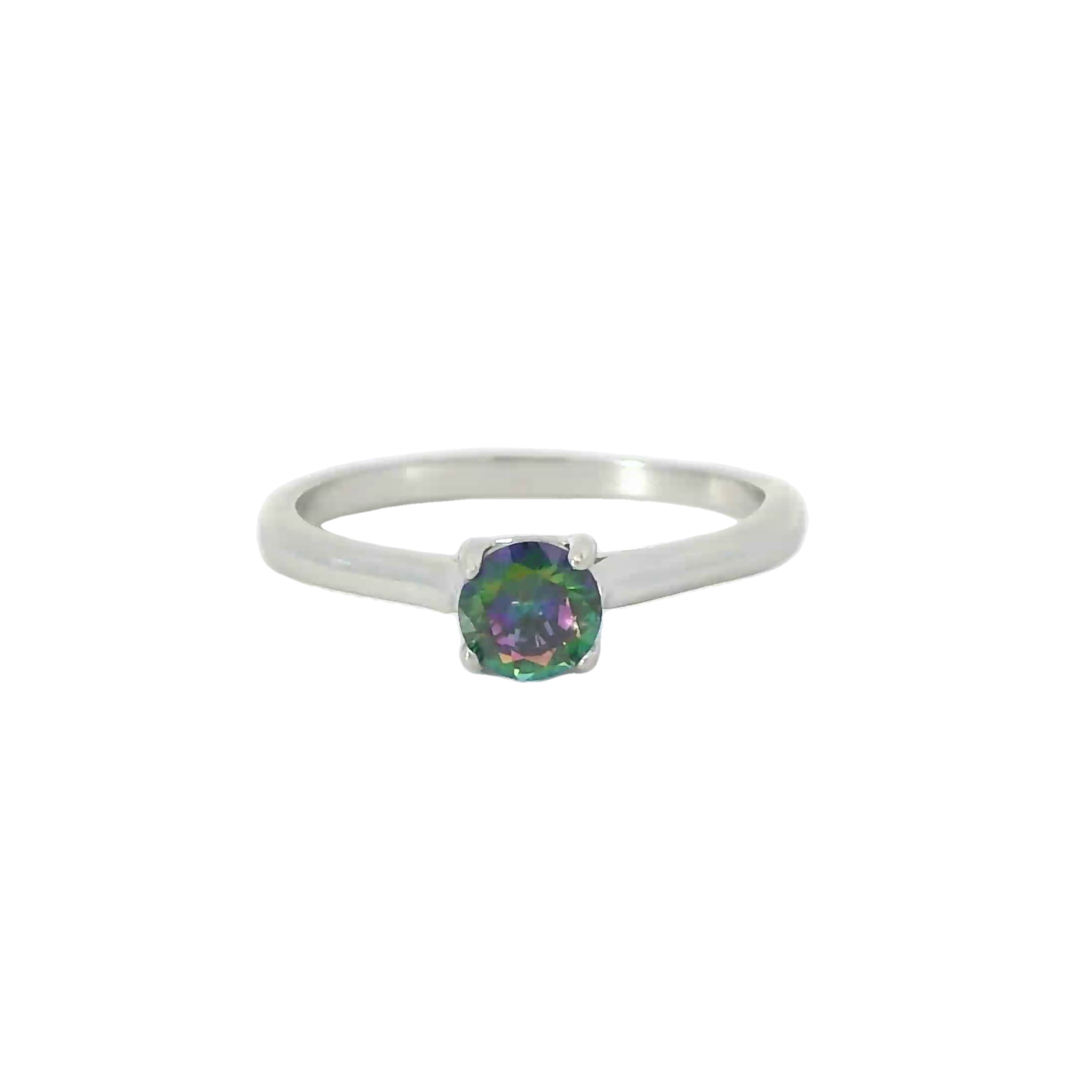 Sterling silver ring with mystic topaz cubic zirconia