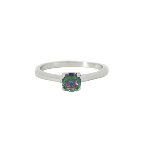 Sterling silver ring with mystic topaz cubic zirconia