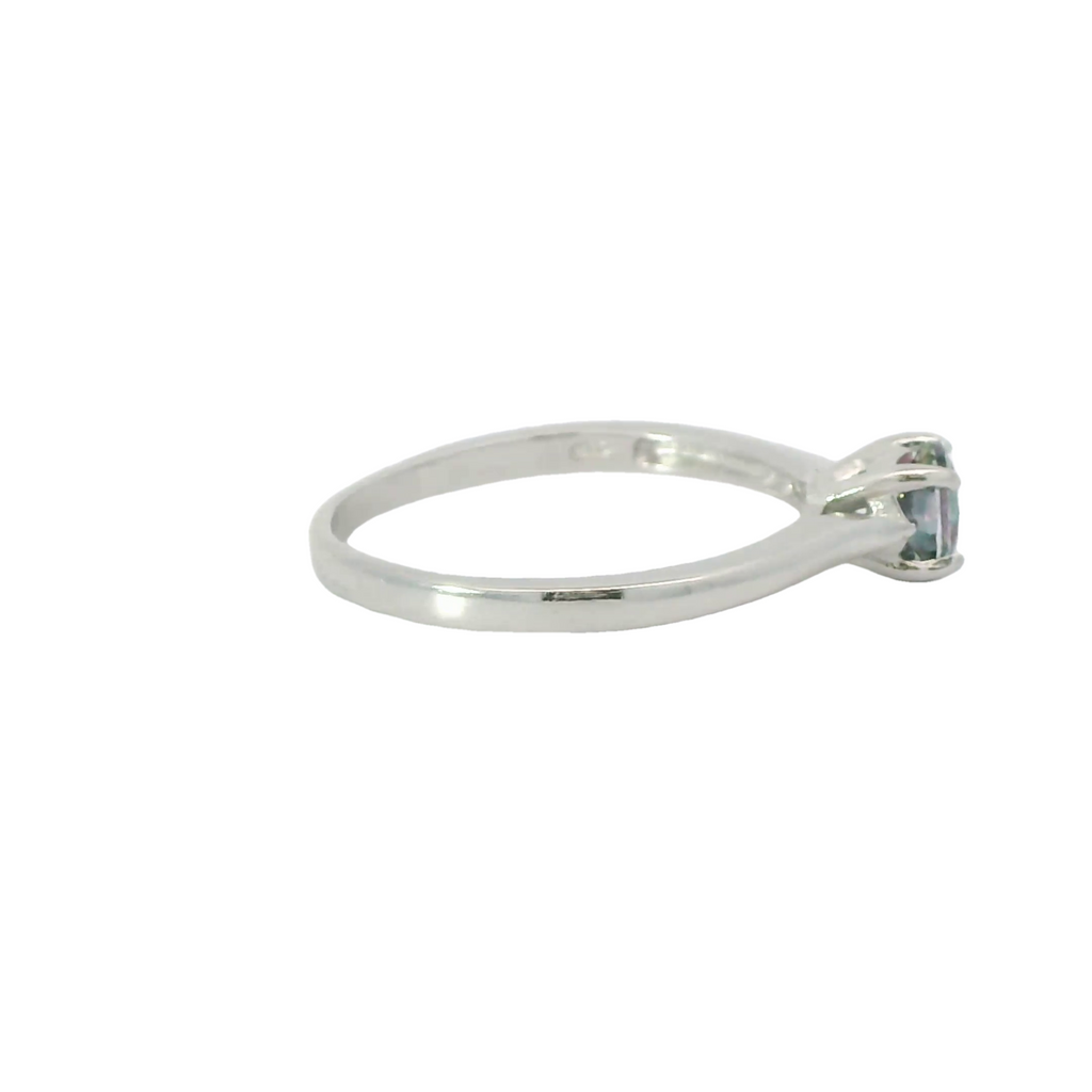 Sterling silver ring with mystic topaz cubic zirconia