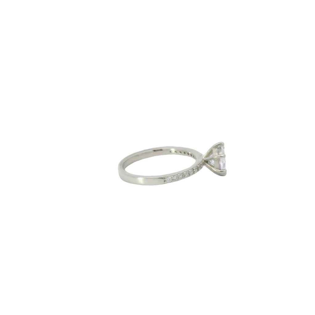 WHITE CUBIC ZIRCONIA STERLING SILVER SOLITAIRE ENGAGEMENT/WEDDING RING (ROUND)