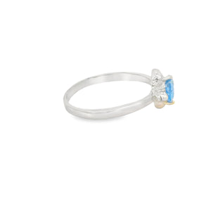 8x6mm Turtle Blue Cubic Zirconia Sterling Silver Ring