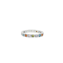 Load image into Gallery viewer, MULTI-COLOR  CUBIC ZIRCONIA STERLING SILVER RING