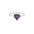 8x8mm Amethyst Cubic Zirconia Heart Sterling Silver Ring