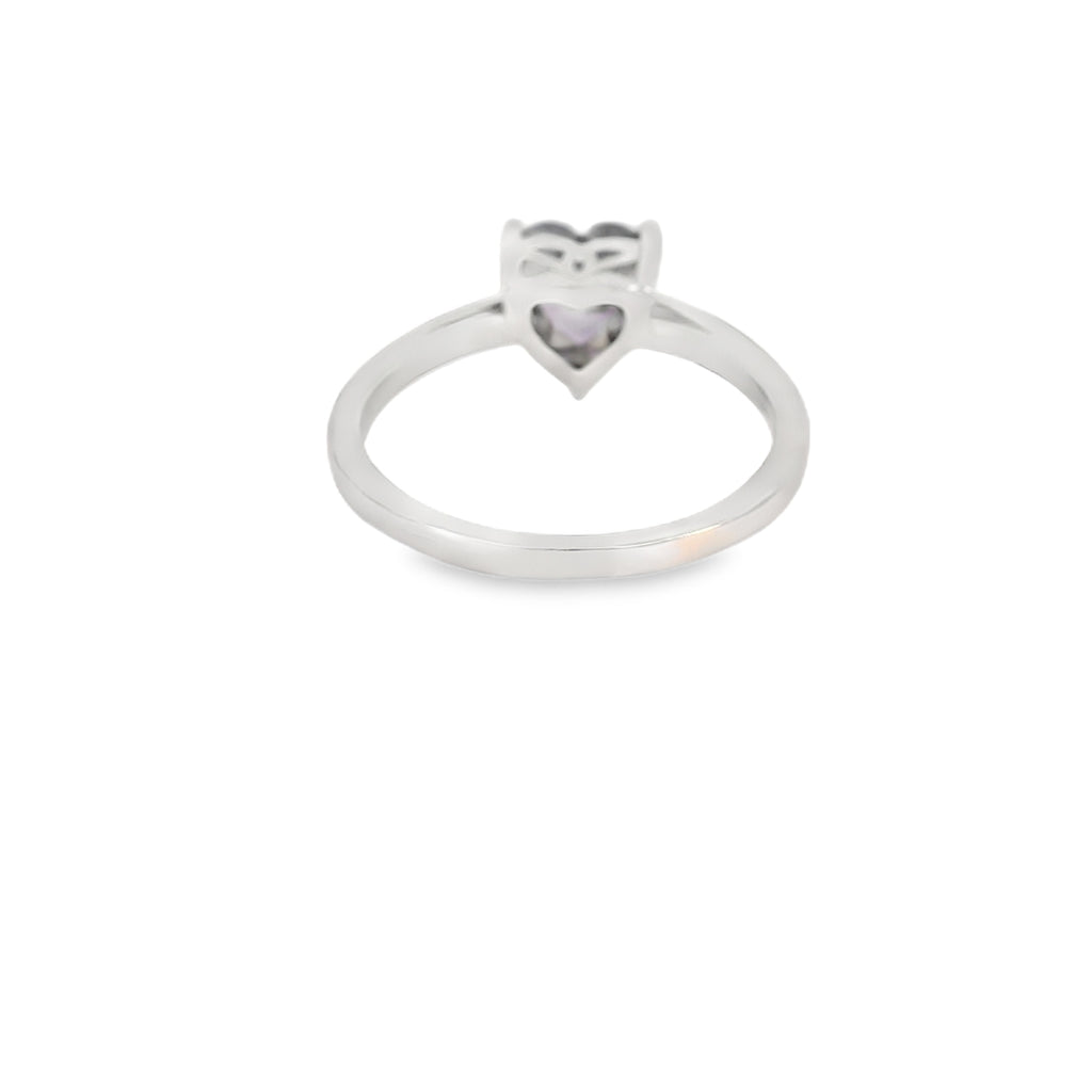 8x8mm Amethyst Cubic Zirconia Heart Sterling Silver Ring