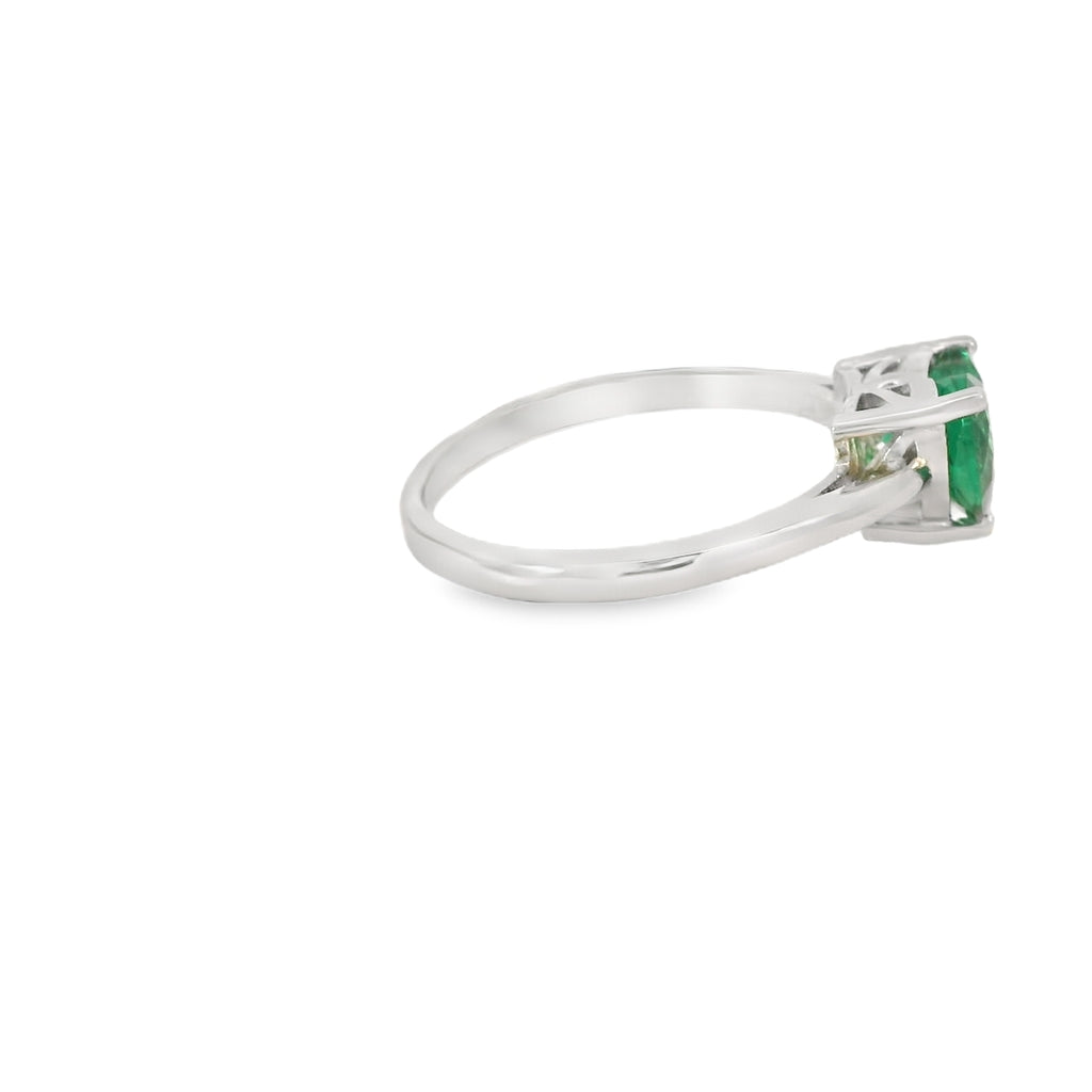 8x8mm Emerald Cubic Zirconia Heart Sterling Silver Ring