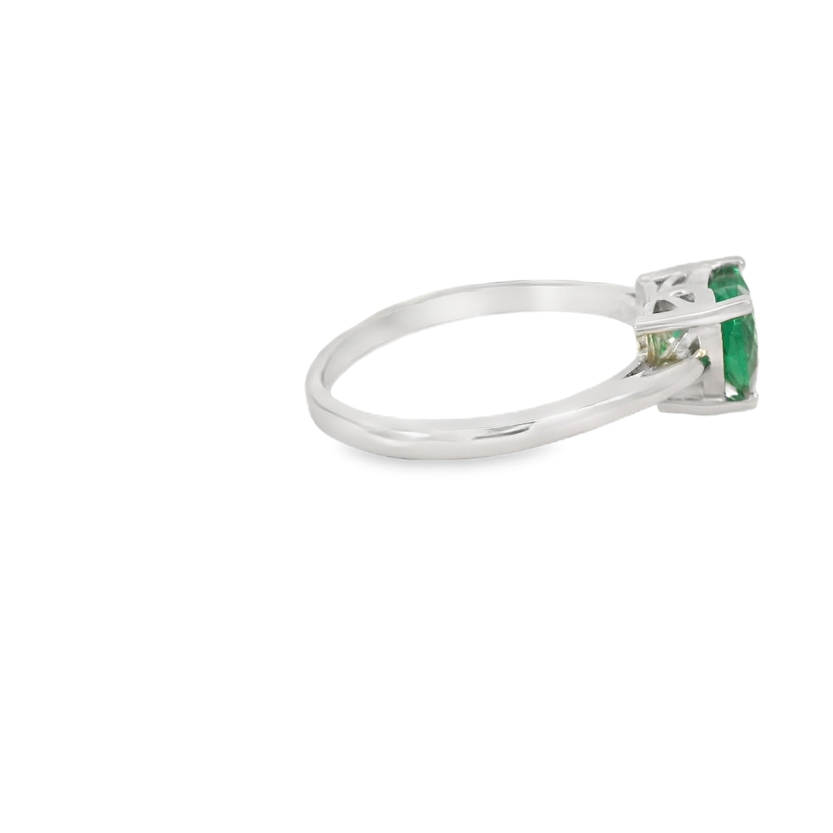 8x8mm Emerald Cubic Zirconia Heart Sterling Silver Ring