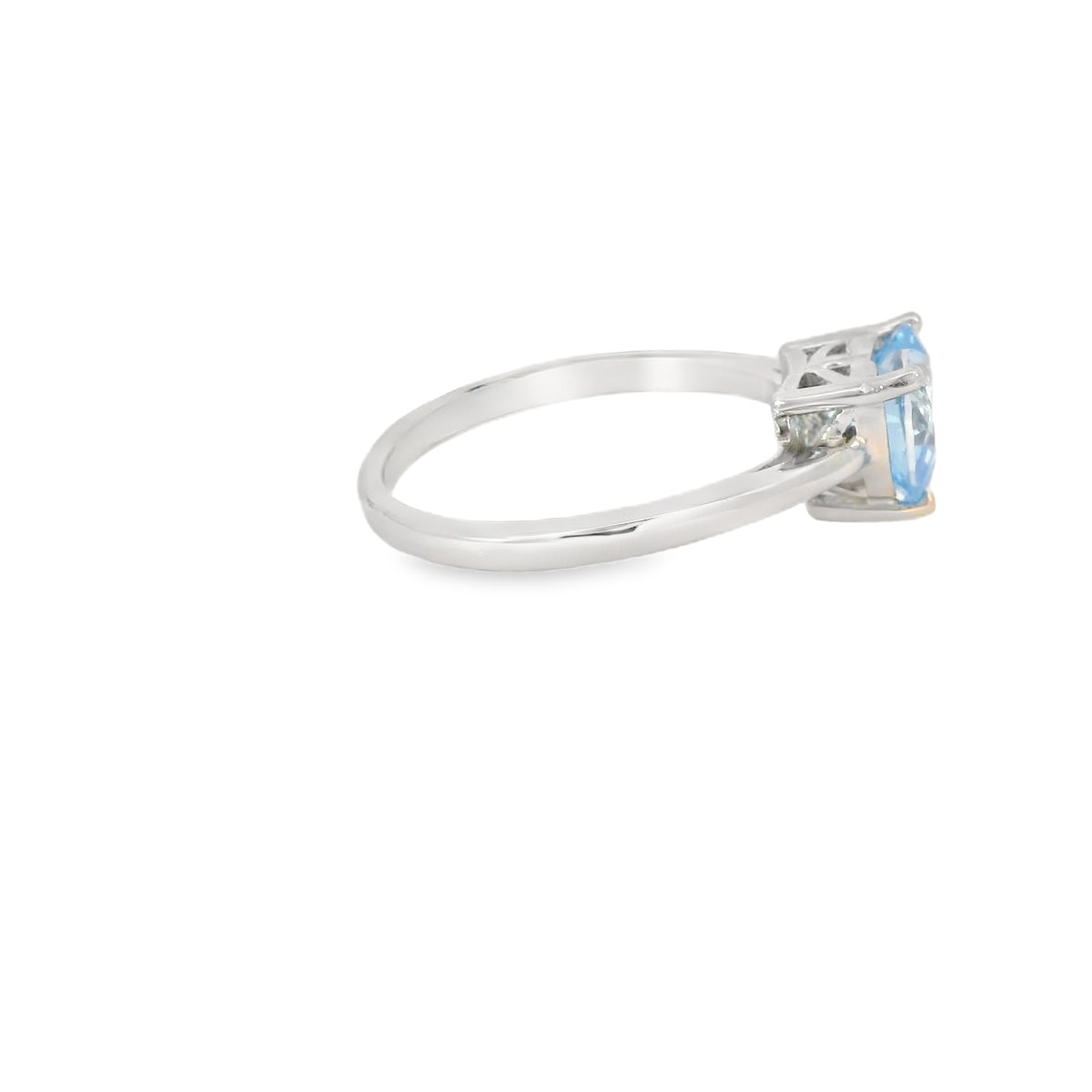8x8mm Aquamarine Cubic Zirconia Heart Sterling Silver Ring