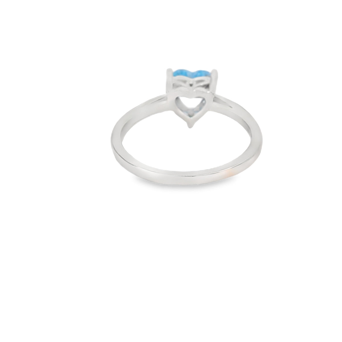 8x8mm Aquamarine Cubic Zirconia Heart Sterling Silver Ring
