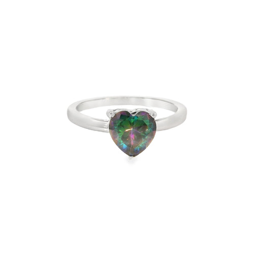 8x8mm Pink Cubic Zirconia Heart Sterling Silver Ring