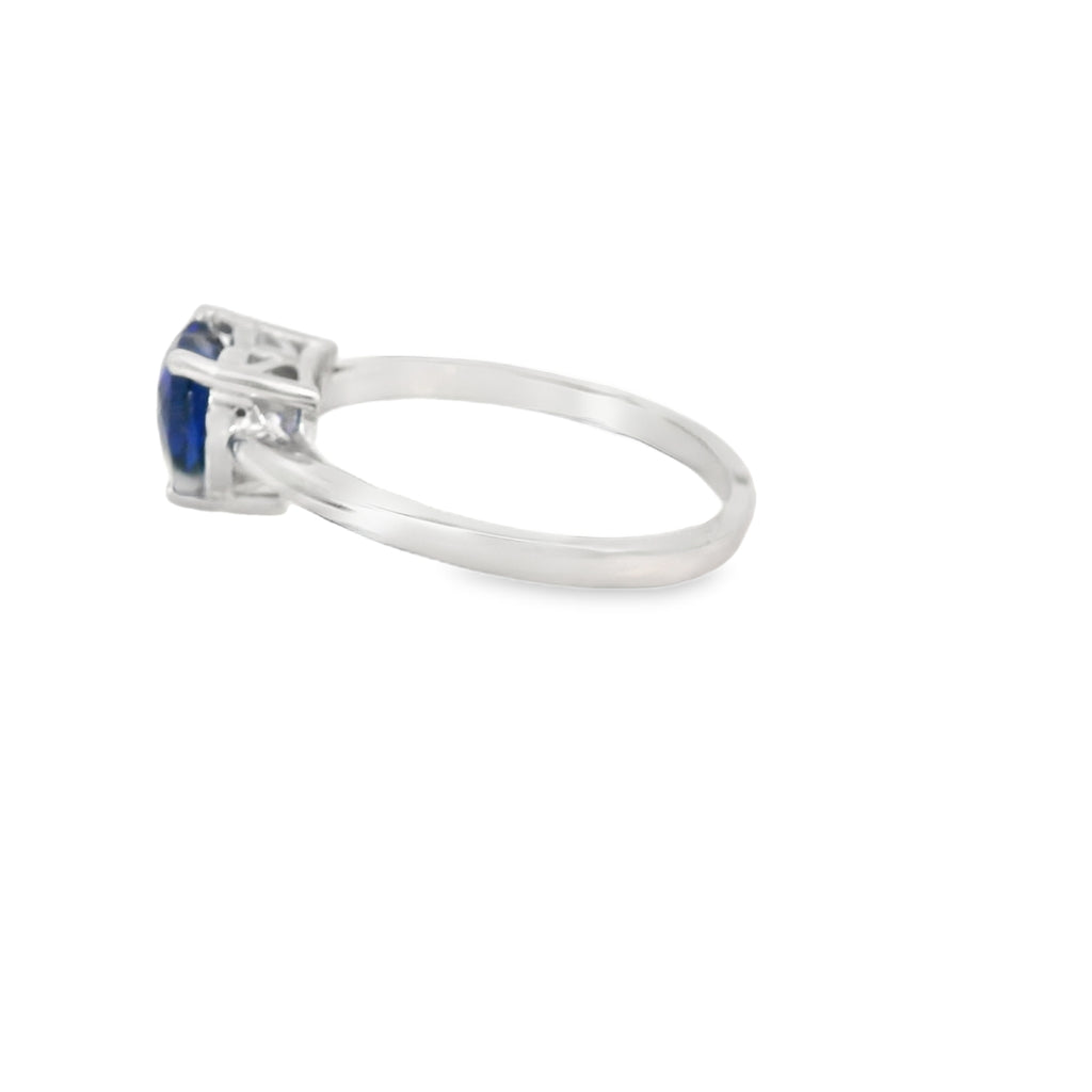 8x8mm Sapphire Heart Cubic Zirconia Ring