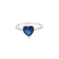8x8mm Sapphire Heart Cubic Zirconia Ring