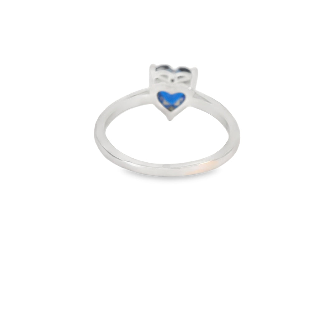 8x8mm Sapphire Heart Cubic Zirconia Ring