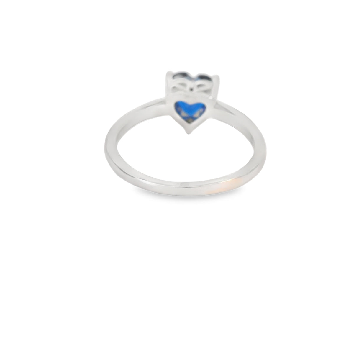 8x8mm Sapphire Heart Cubic Zirconia Ring