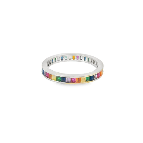 Multi-Color Cubic Zirconia Sterling Silver Ring