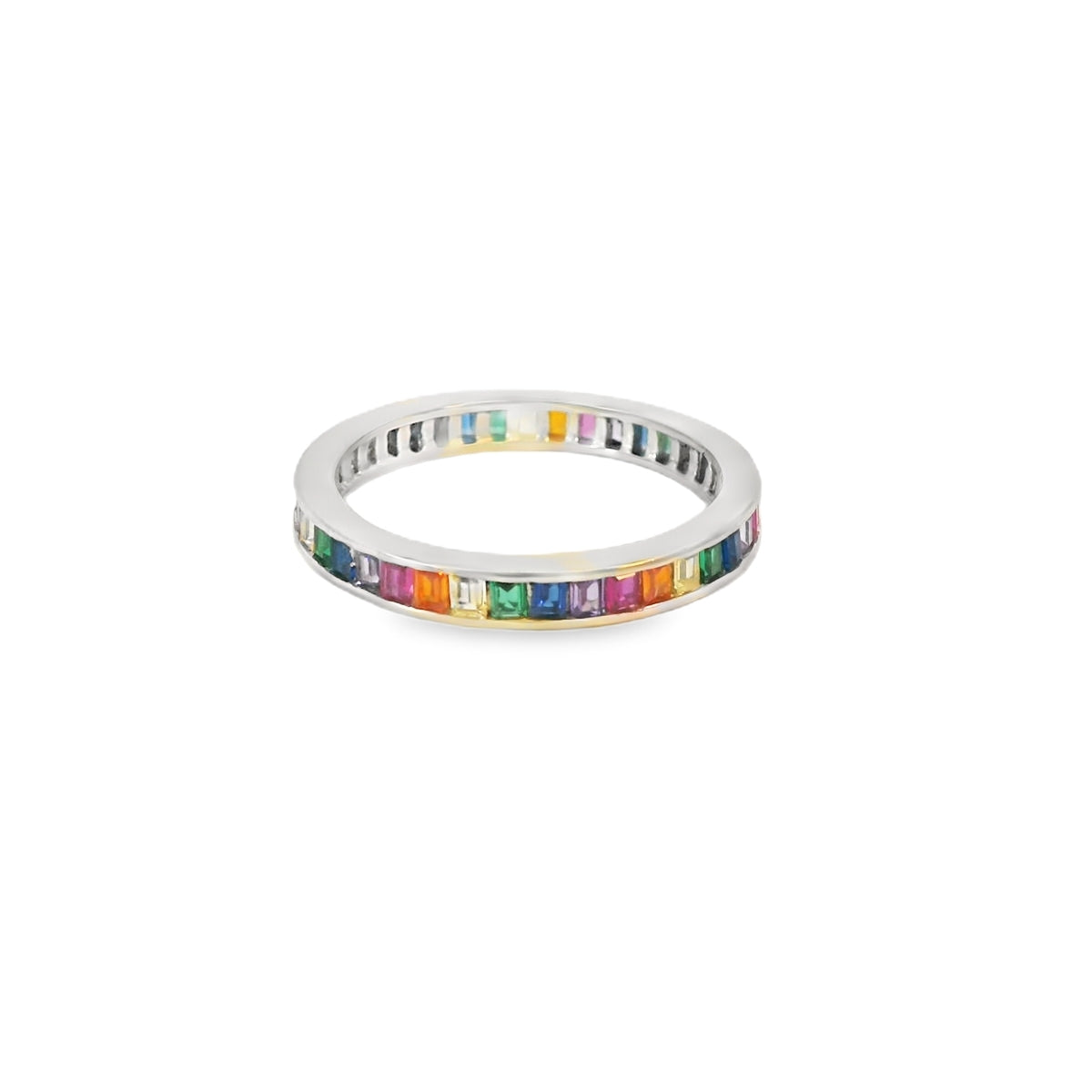 Multi-Color Cubic Zirconia Sterling Silver Ring