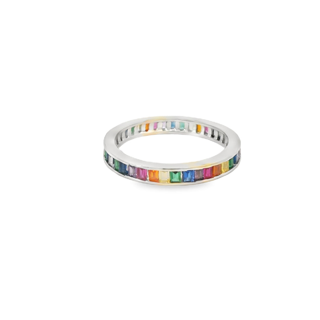 Multi-Color Cubic Zirconia Sterling Silver Ring