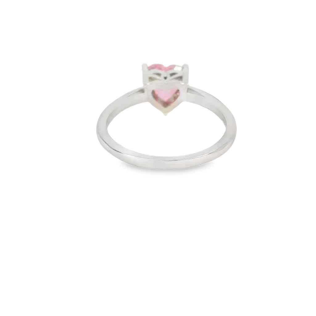PINK CZ HEART STERLING SILVER RING