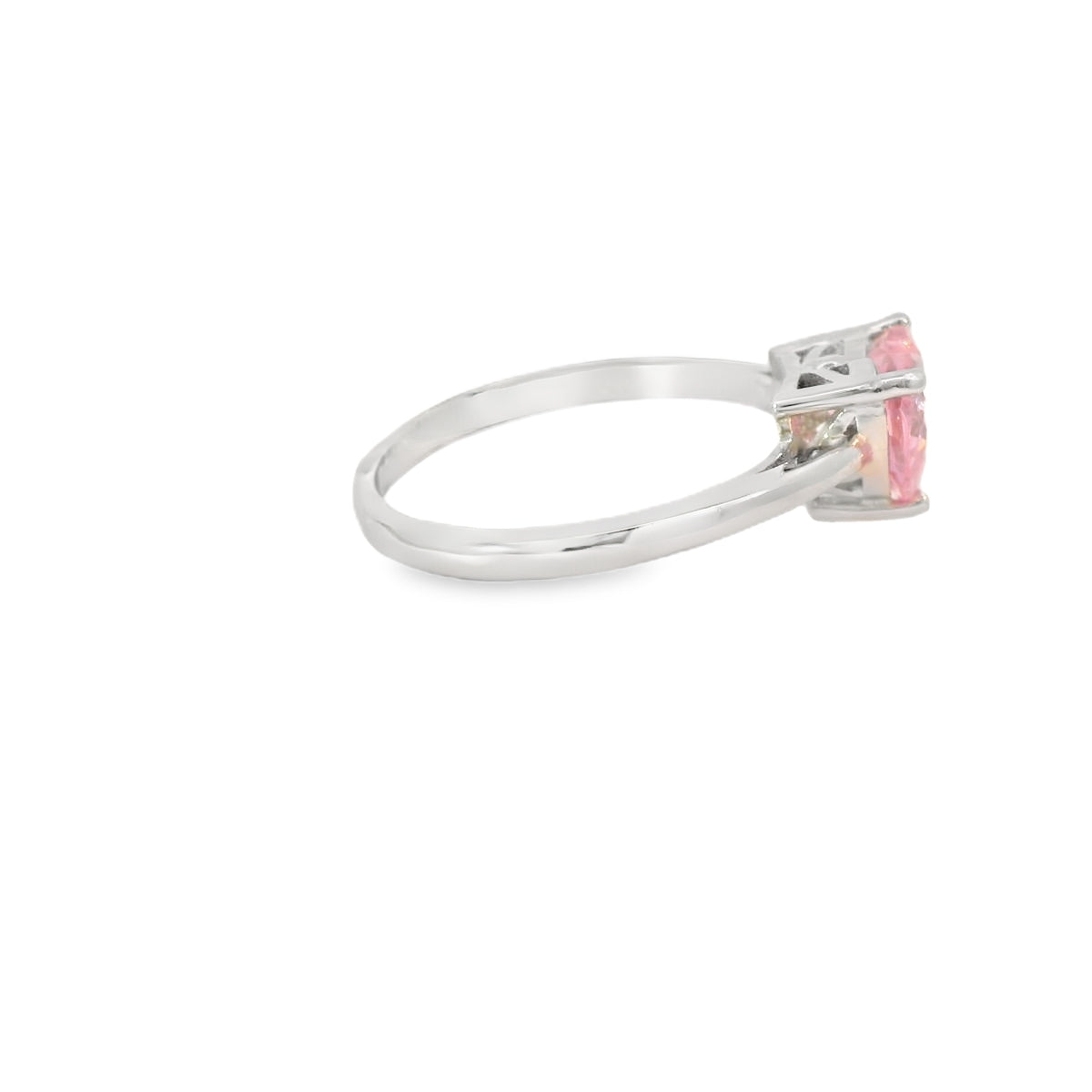 PINK CZ HEART STERLING SILVER RING
