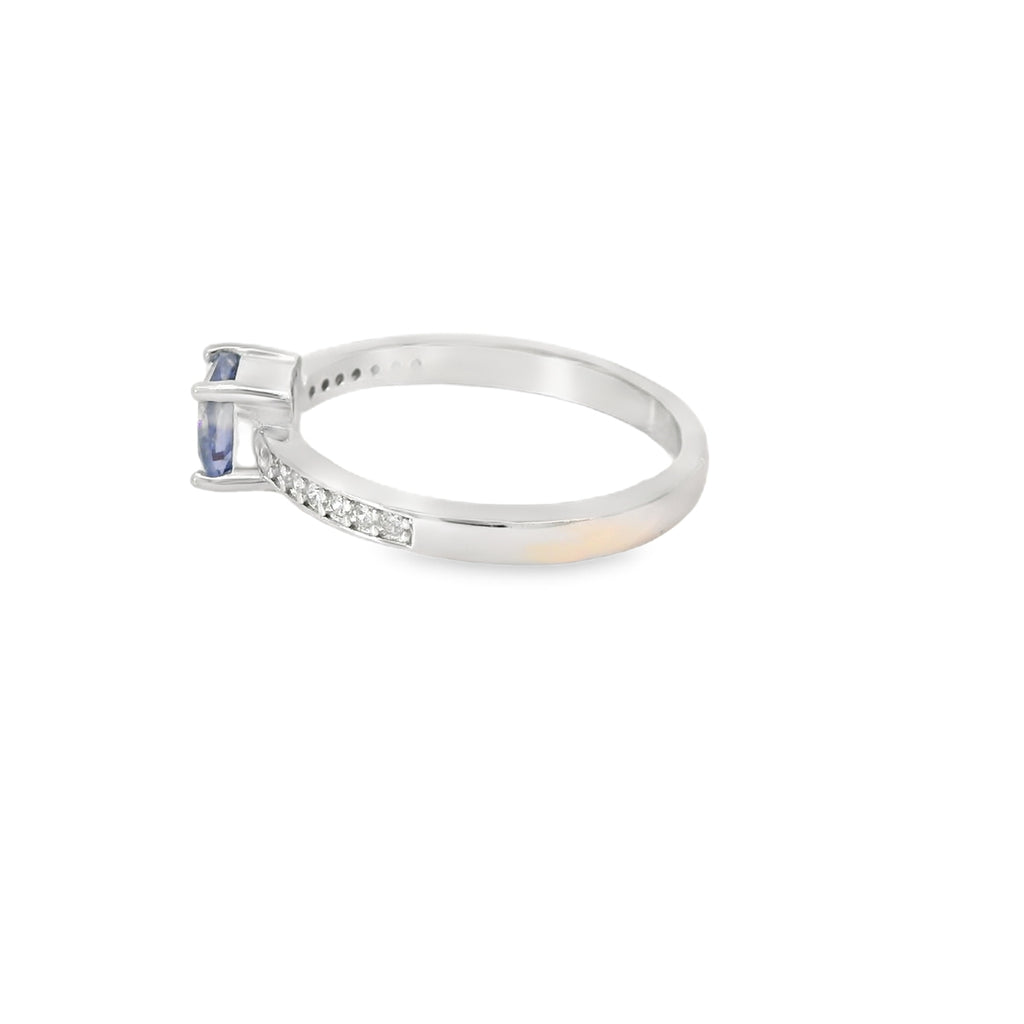 6x6mm Tanzanite Cubic Zirconia Cushion Sterling Silver Ring