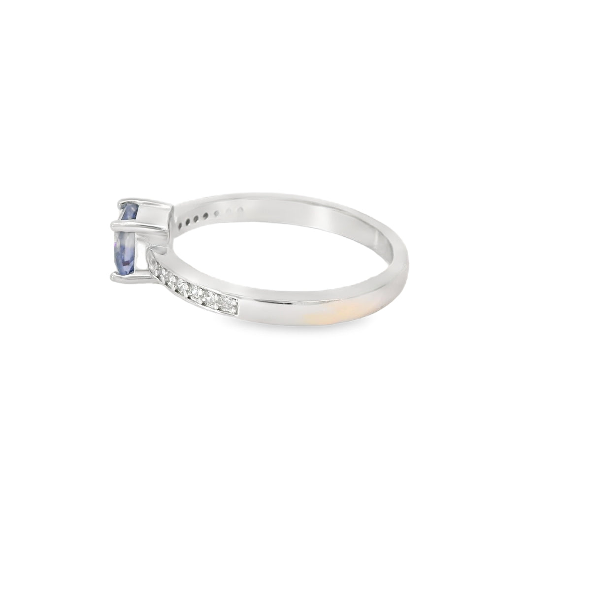 6x6mm Tanzanite Cubic Zirconia Cushion Sterling Silver Ring
