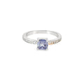 6x6mm Tanzanite Cubic Zirconia Cushion Sterling Silver Ring