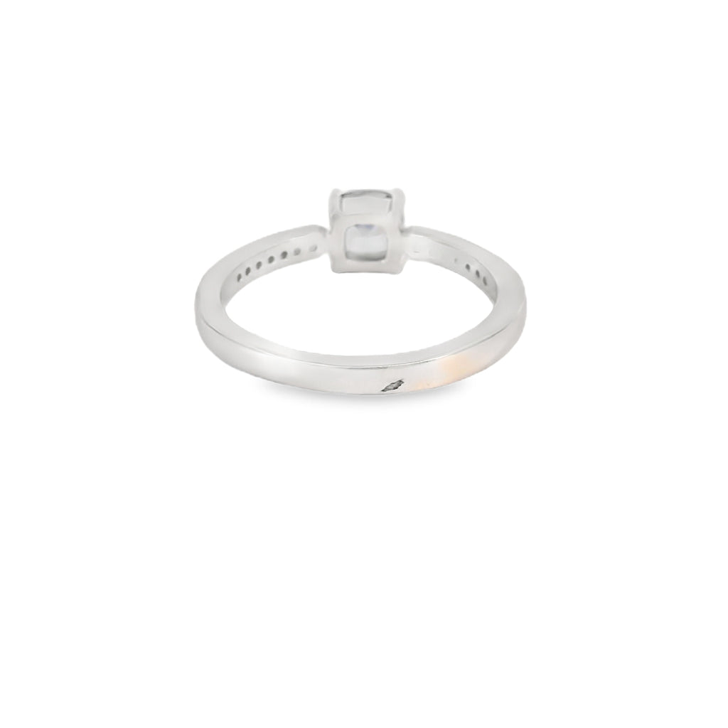 6x6mm Tanzanite Cubic Zirconia Cushion Sterling Silver Ring