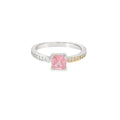 6x6mm Pink Cubic Zirconia Cushion Sterling Silver Ring