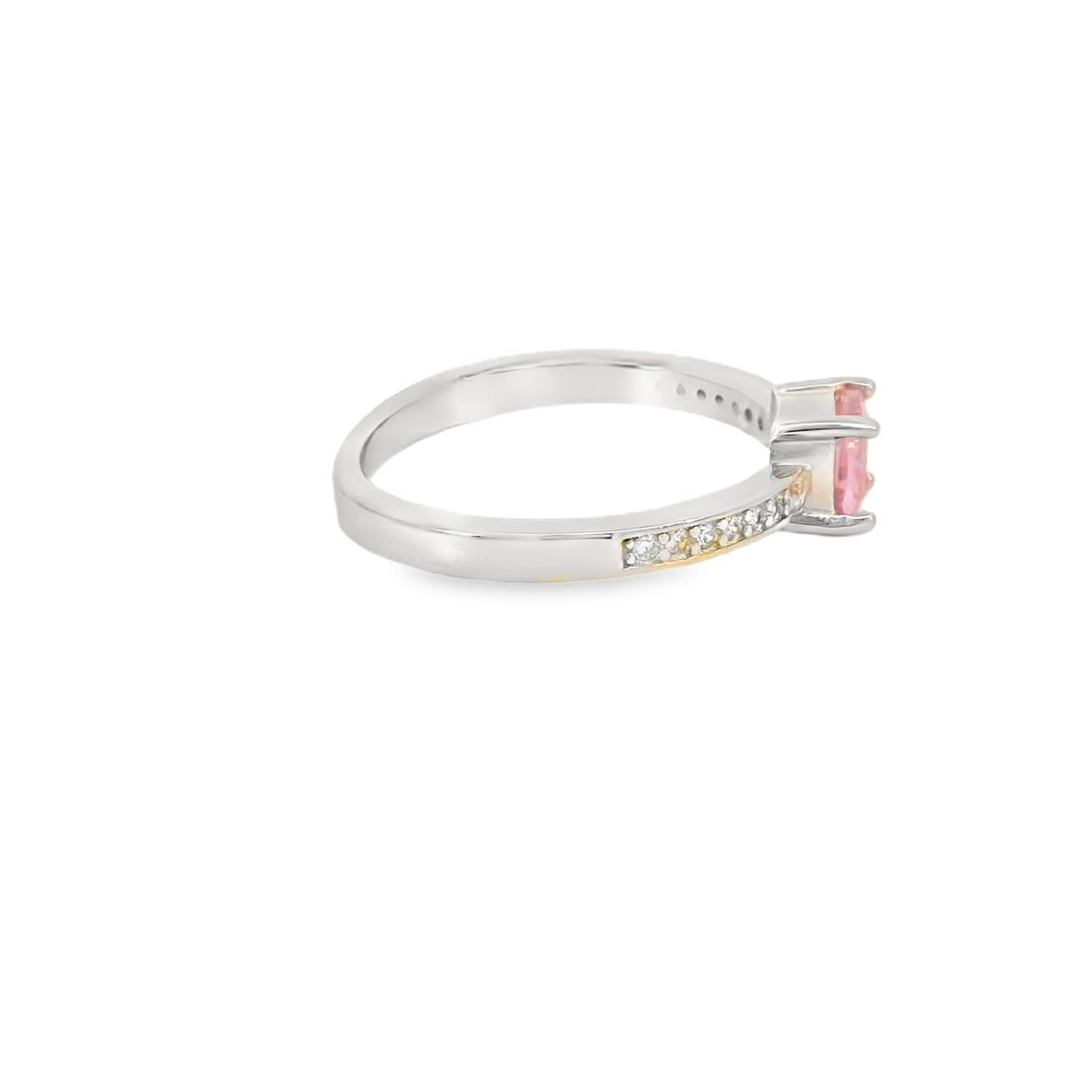 6x6mm Pink Cubic Zirconia Cushion Sterling Silver Ring