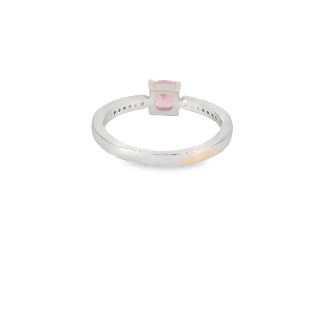 6x6mm Pink Cubic Zirconia Cushion Sterling Silver Ring