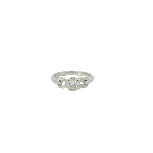 WHITE CUBIC ZIRCONIA STERLING SILVER SOLITAIRE ENGAGEMENT/WEDDING RING (ROUND)