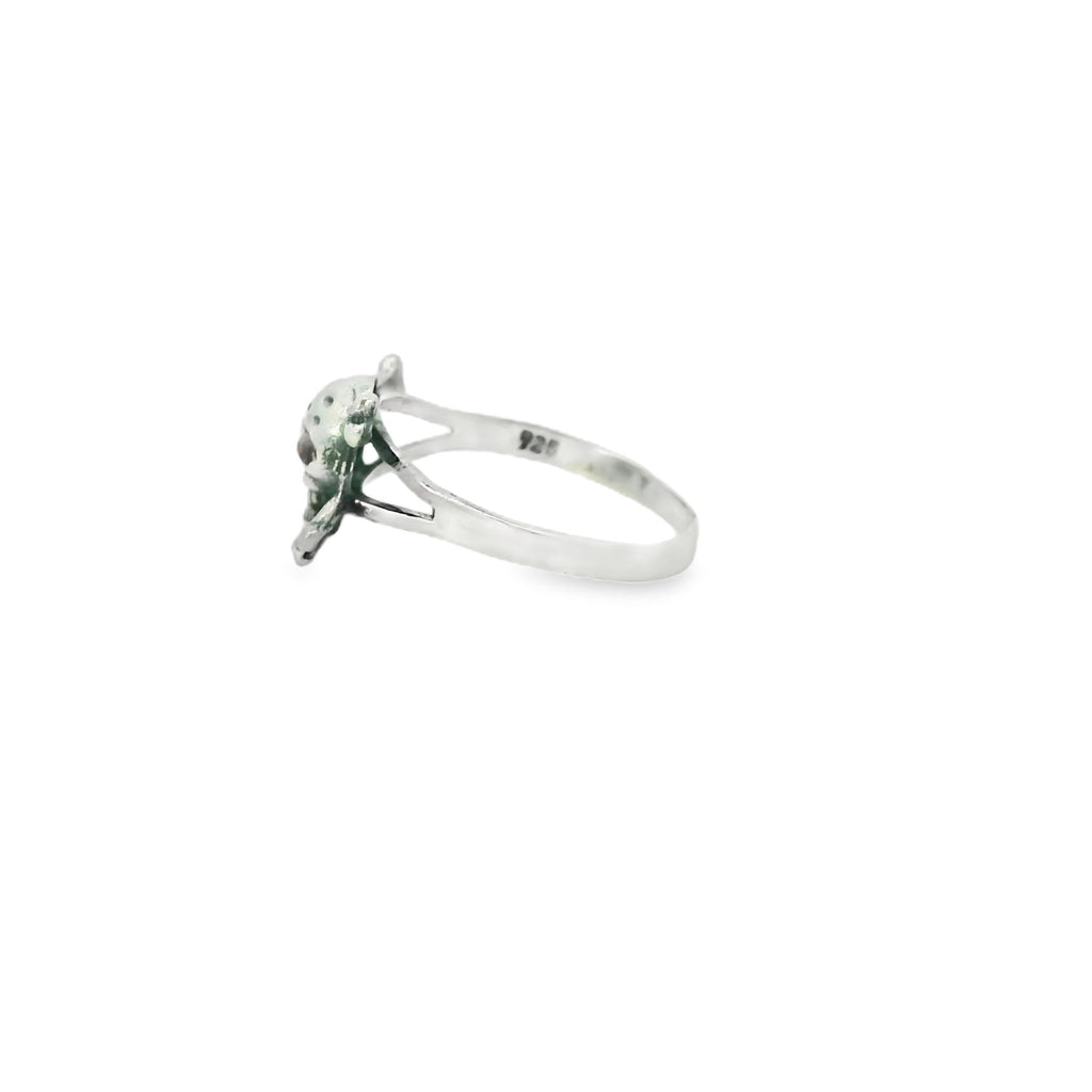 Sterling silver skull ring with cubic zirconia