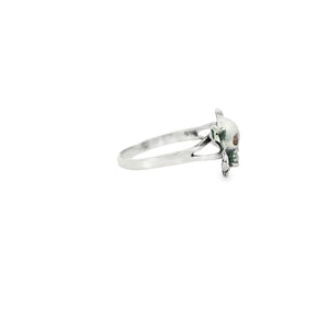 Sterling silver skull ring with cubic zirconia