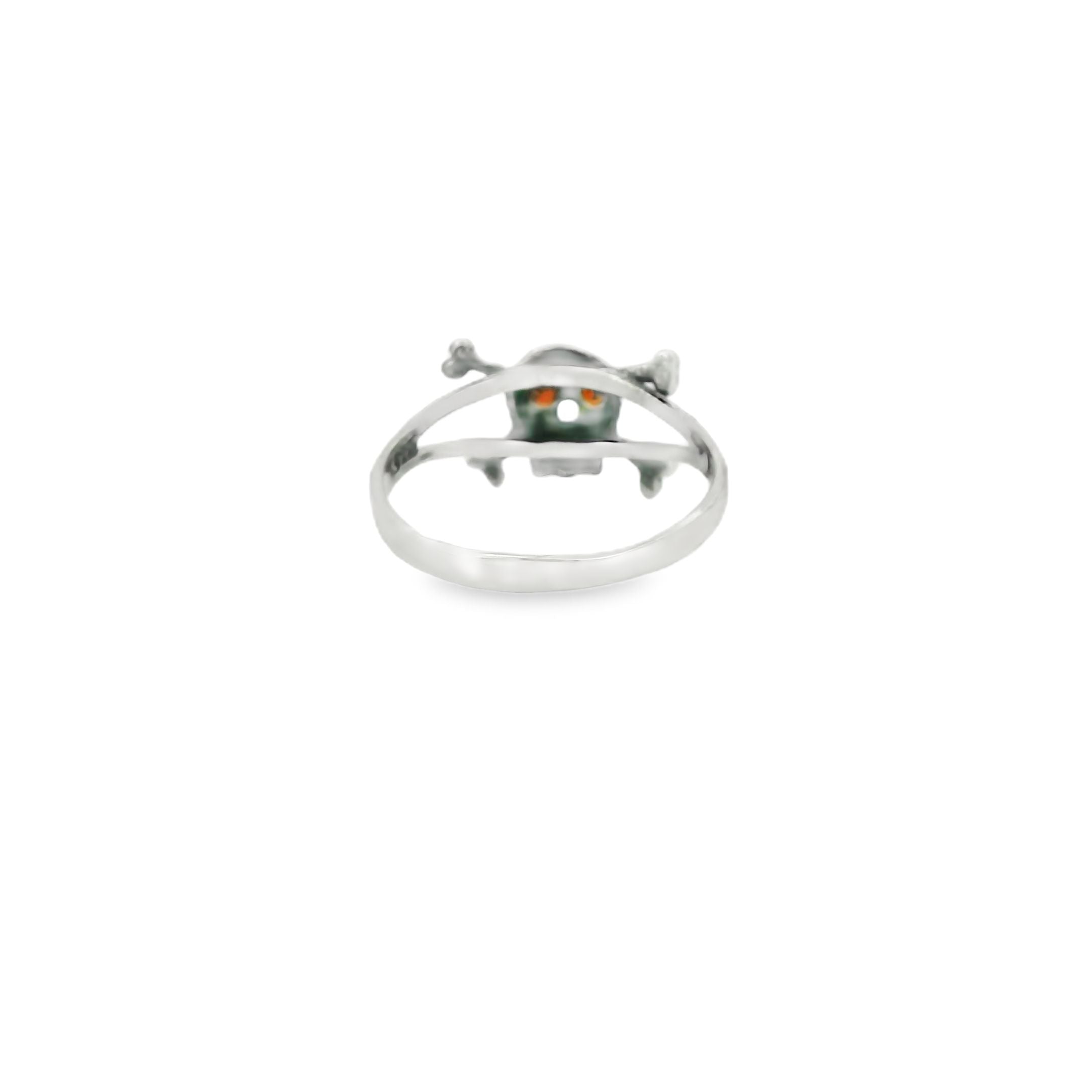 Sterling silver skull ring with cubic zirconia