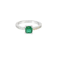 6x6mm Emerald Cubic Zirconia Cushion Sterling Silver Ring