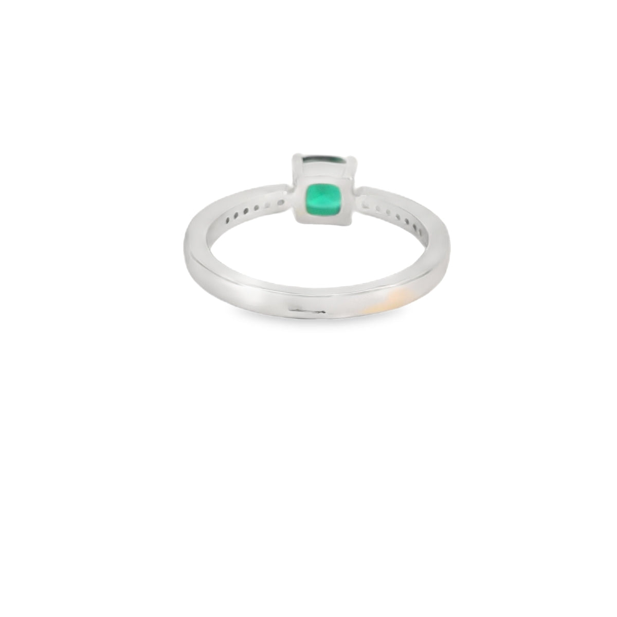 6x6mm Emerald Cubic Zirconia Cushion Sterling Silver Ring