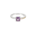 6x6mm Amethyst Cubic Zirconia Cushion Sterling Silver Ring  in