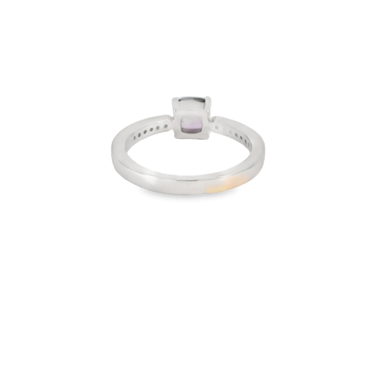 6x6mm Amethyst Cubic Zirconia Cushion Sterling Silver Ring  in