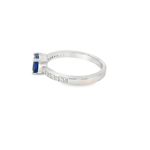 6x6mm Sapphire Cubic Zirconia Ring Cushion