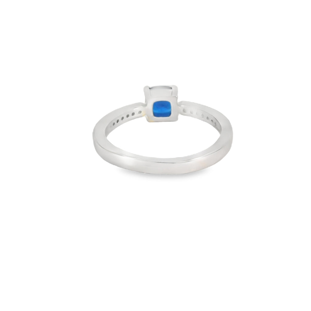 6x6mm Sapphire Cubic Zirconia Ring Cushion