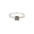 6x6mm Mystic Topaz Cubic Zirconia Cushion Sterling Silver Ring
